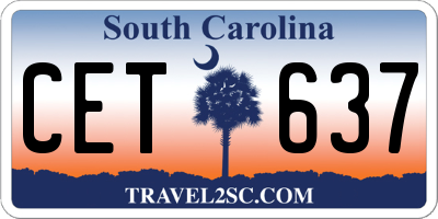 SC license plate CET637