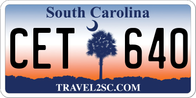 SC license plate CET640
