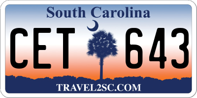 SC license plate CET643
