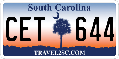 SC license plate CET644