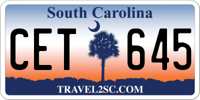 SC license plate CET645