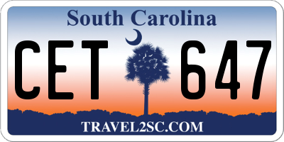 SC license plate CET647