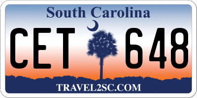 SC license plate CET648