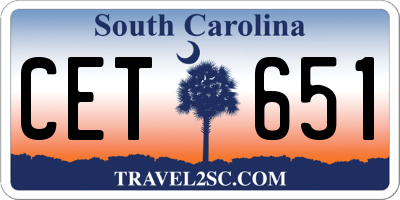 SC license plate CET651