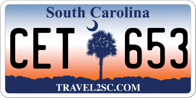 SC license plate CET653
