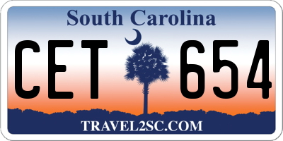 SC license plate CET654