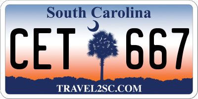 SC license plate CET667