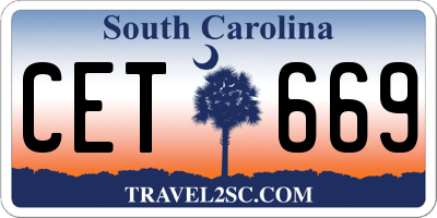 SC license plate CET669