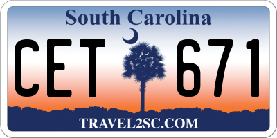 SC license plate CET671