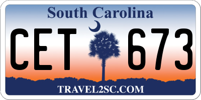 SC license plate CET673