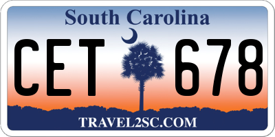 SC license plate CET678