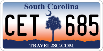 SC license plate CET685