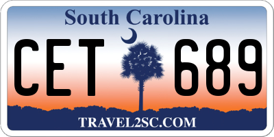 SC license plate CET689