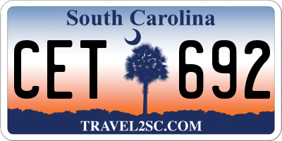 SC license plate CET692