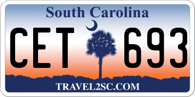 SC license plate CET693