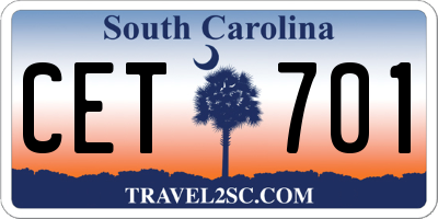 SC license plate CET701