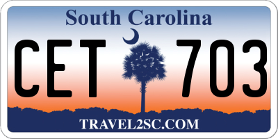 SC license plate CET703