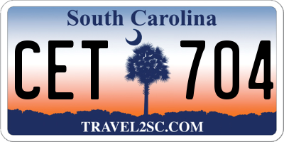 SC license plate CET704