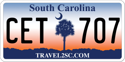 SC license plate CET707