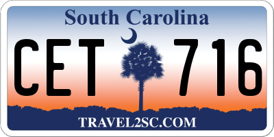 SC license plate CET716