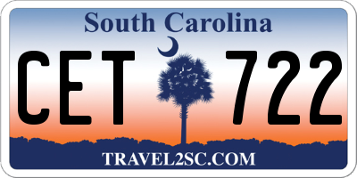 SC license plate CET722