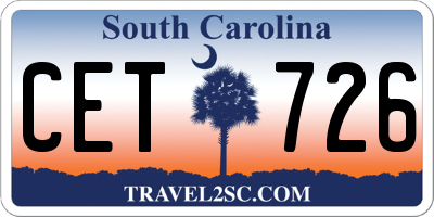 SC license plate CET726