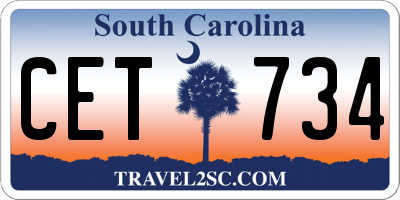 SC license plate CET734