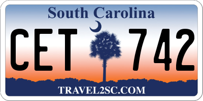 SC license plate CET742