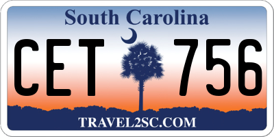 SC license plate CET756