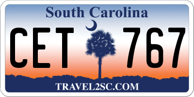 SC license plate CET767