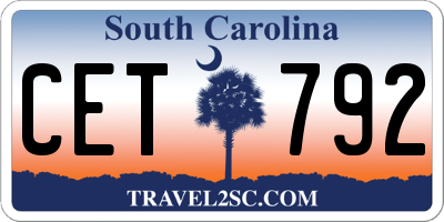 SC license plate CET792