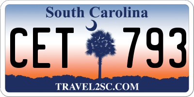 SC license plate CET793