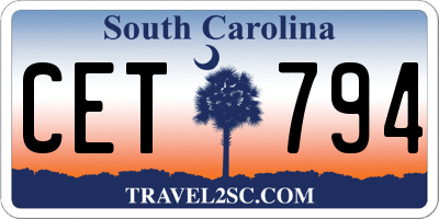 SC license plate CET794