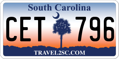 SC license plate CET796