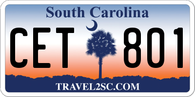 SC license plate CET801