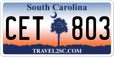 SC license plate CET803