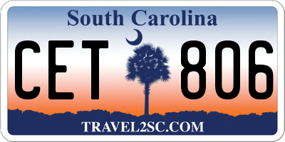 SC license plate CET806