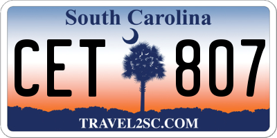 SC license plate CET807