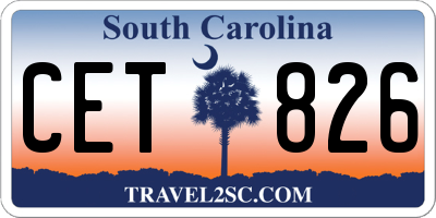 SC license plate CET826