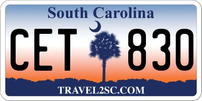 SC license plate CET830