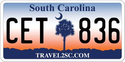 SC license plate CET836