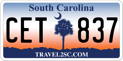 SC license plate CET837