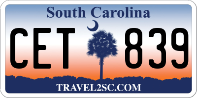 SC license plate CET839