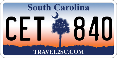 SC license plate CET840