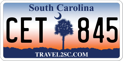 SC license plate CET845