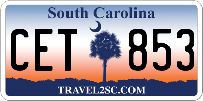 SC license plate CET853