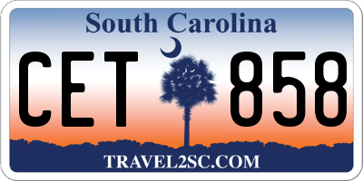 SC license plate CET858