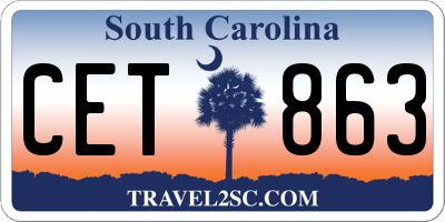 SC license plate CET863