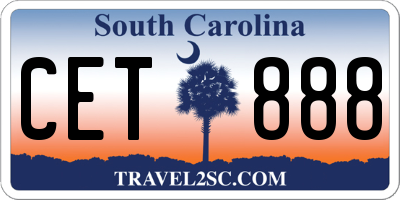 SC license plate CET888