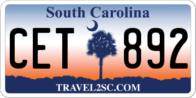 SC license plate CET892